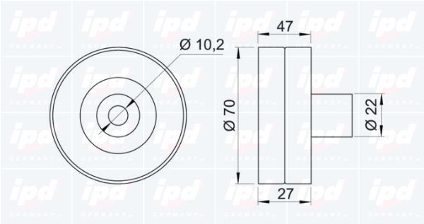 Kreipiantysis skriemulys, V formos rumbuotas diržas IPD 15-0056