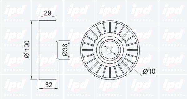 Kreipiantysis skriemulys, V formos rumbuotas diržas IPD 15-0063