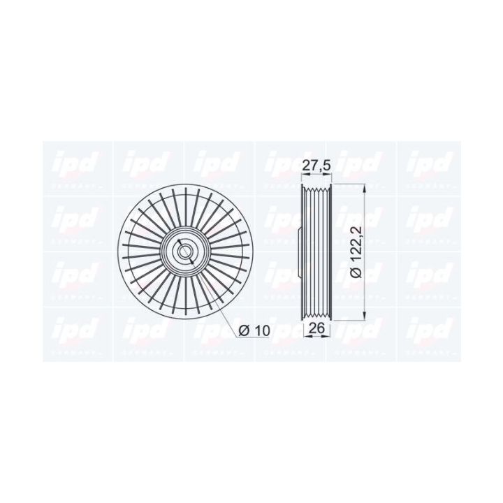 Kreipiantysis skriemulys, V formos rumbuotas diržas IPD 15-0235