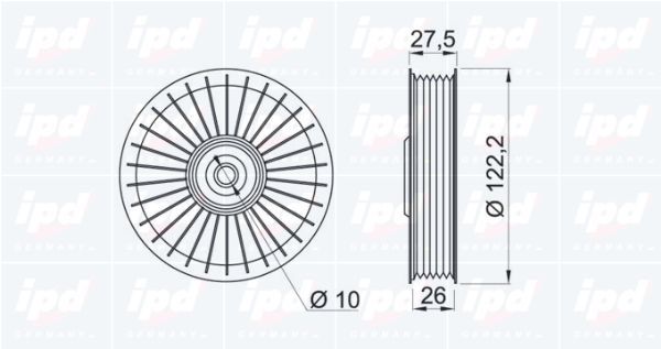 Kreipiantysis skriemulys, V formos rumbuotas diržas IPD 15-0235