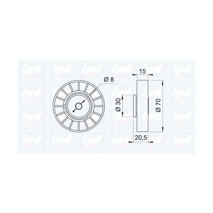 Kreipiantysis skriemulys, V formos rumbuotas diržas IPD 15-0285
