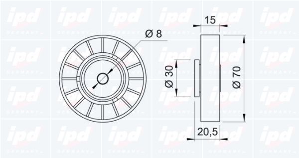 Kreipiantysis skriemulys, V formos rumbuotas diržas IPD 15-0285