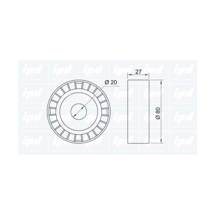Kreipiantysis skriemulys, V formos rumbuotas diržas IPD 15-0343