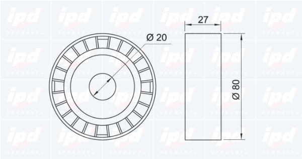 Kreipiantysis skriemulys, V formos rumbuotas diržas IPD 15-0343