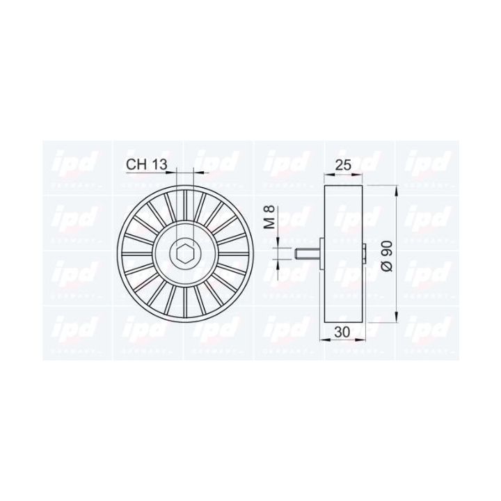 Kreipiantysis skriemulys, V formos rumbuotas diržas IPD 15-0347