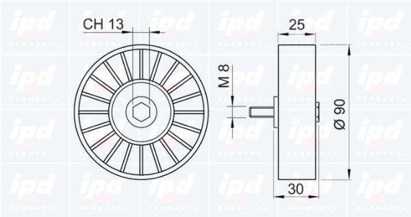 Kreipiantysis skriemulys, V formos rumbuotas diržas IPD 15-0347