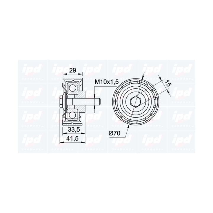 Kreipiantysis skriemulys, V formos rumbuotas diržas IPD 15-0844