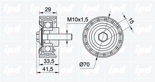 Kreipiantysis skriemulys, V formos rumbuotas diržas IPD 15-0844