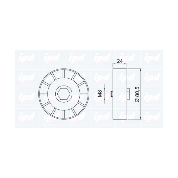 Kreipiantysis skriemulys, V formos rumbuotas diržas IPD 15-0865