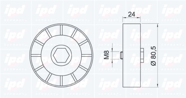 Kreipiantysis skriemulys, V formos rumbuotas diržas IPD 15-0865