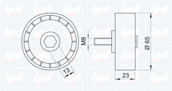 Kreipiantysis skriemulys, V formos rumbuotas diržas IPD 15-0866