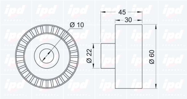 Kreipiantysis skriemulys, V formos rumbuotas diržas IPD 15-0879
