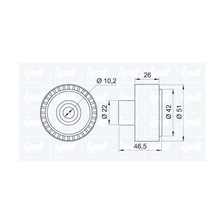 Kreipiantysis skriemulys, V formos rumbuotas diržas IPD 15-0880