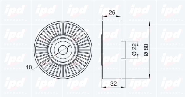 Kreipiantysis skriemulys, V formos rumbuotas diržas IPD 15-0944