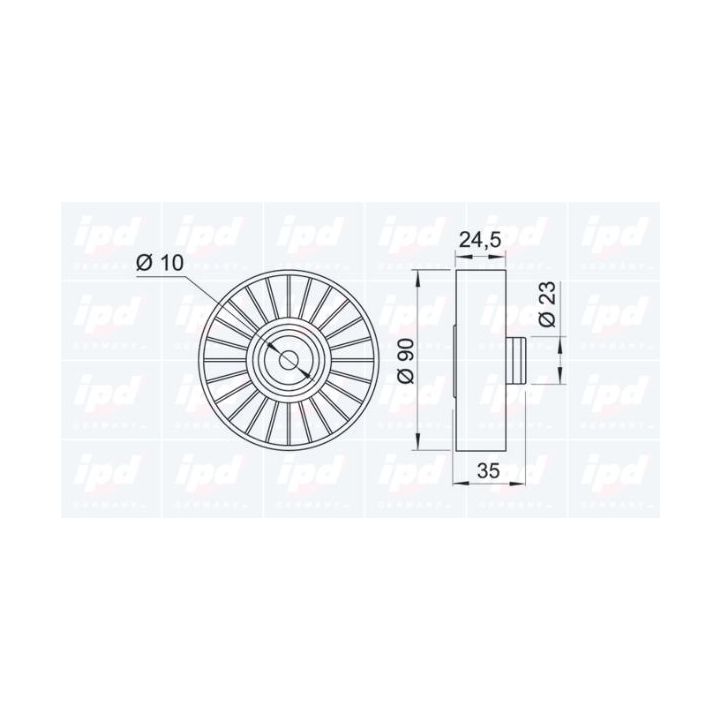 Kreipiantysis skriemulys, V formos rumbuotas diržas IPD 15-0947
