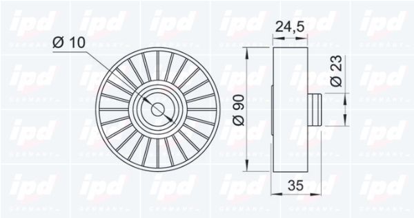Kreipiantysis skriemulys, V formos rumbuotas diržas IPD 15-0947