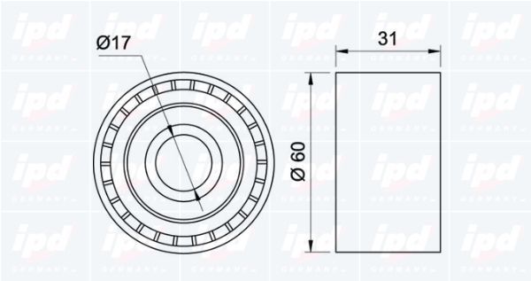 Kreipiantysis skriemulys, V formos rumbuotas diržas IPD 15-0966