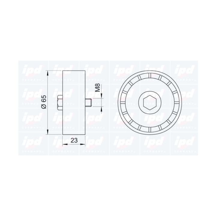 Kreipiantysis skriemulys, V formos rumbuotas diržas IPD 15-1004