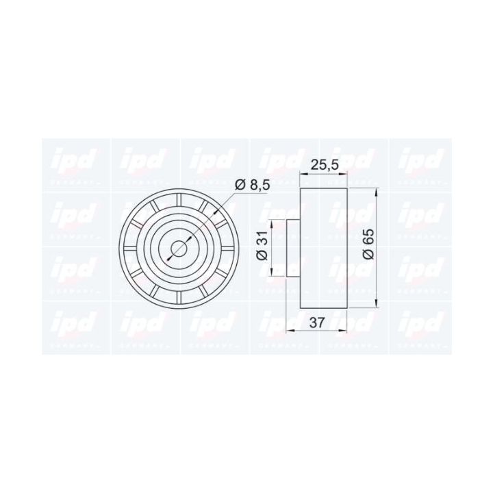 Kreipiantysis skriemulys, V formos rumbuotas diržas IPD 15-3088