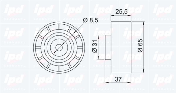 Kreipiantysis skriemulys, V formos rumbuotas diržas IPD 15-3088