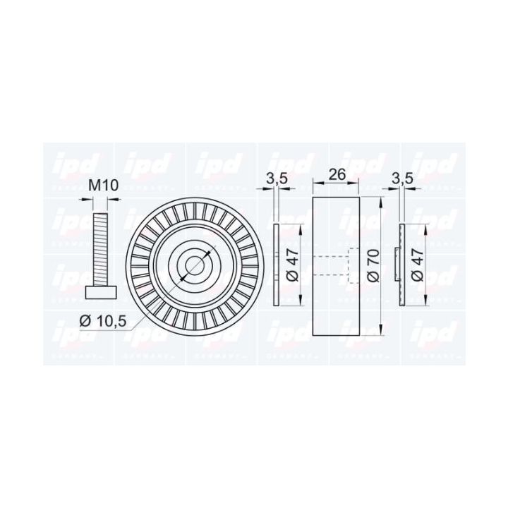 Kreipiantysis skriemulys, V formos rumbuotas diržas IPD 15-3252