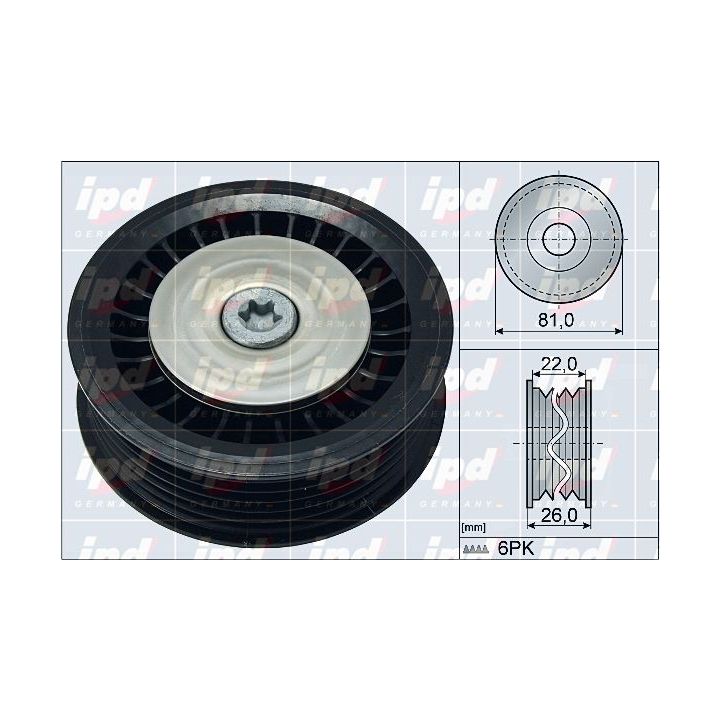Kreipiantysis skriemulys, V formos rumbuotas diržas IPD 15-3856