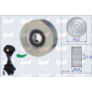 Kreipiantysis skriemulys, V formos rumbuotas diržas IPD 15-3875