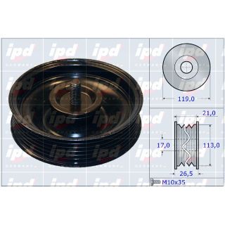 Kreipiantysis skriemulys, V formos rumbuotas diržas IPD 15-3884