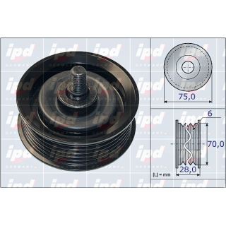 Kreipiantysis skriemulys, V formos rumbuotas diržas IPD 15-4003