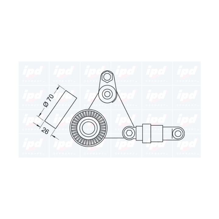 Diržo įtempiklis, V formos rumbuotas diržas IPD 10-0742