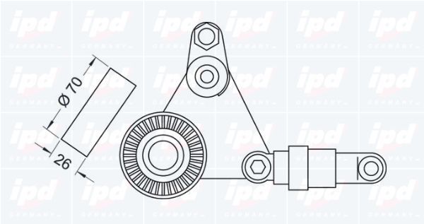 Diržo įtempiklis, V formos rumbuotas diržas IPD 10-0742