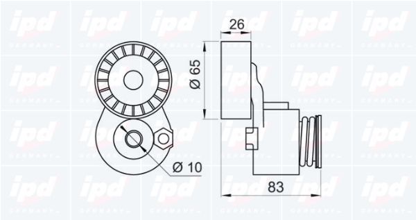 Diržo įtempiklis, V formos rumbuotas diržas IPD 10-0989