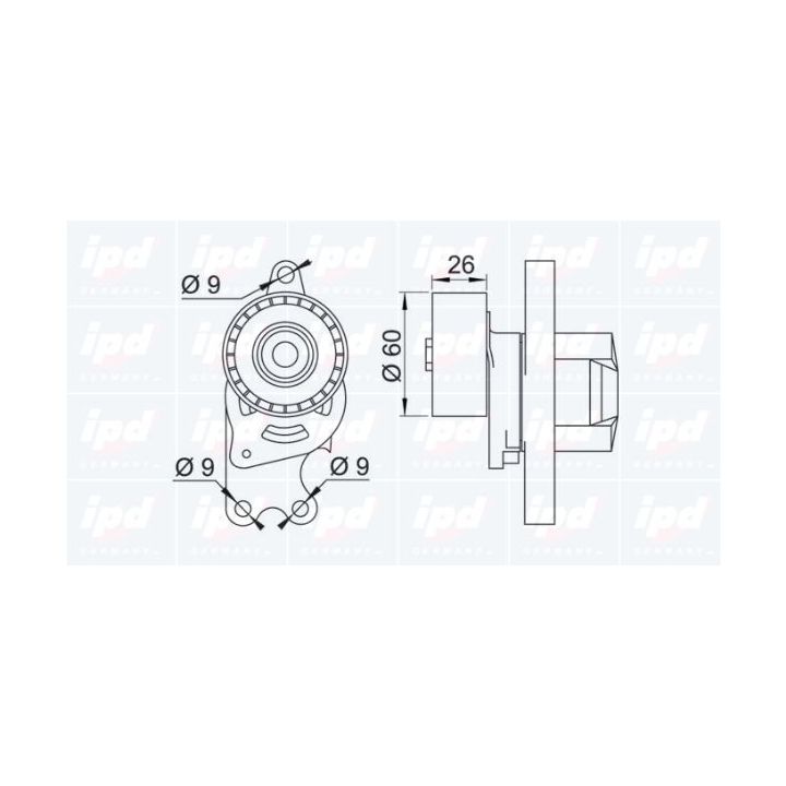 Diržo įtempiklis, V formos rumbuotas diržas IPD 15-3077