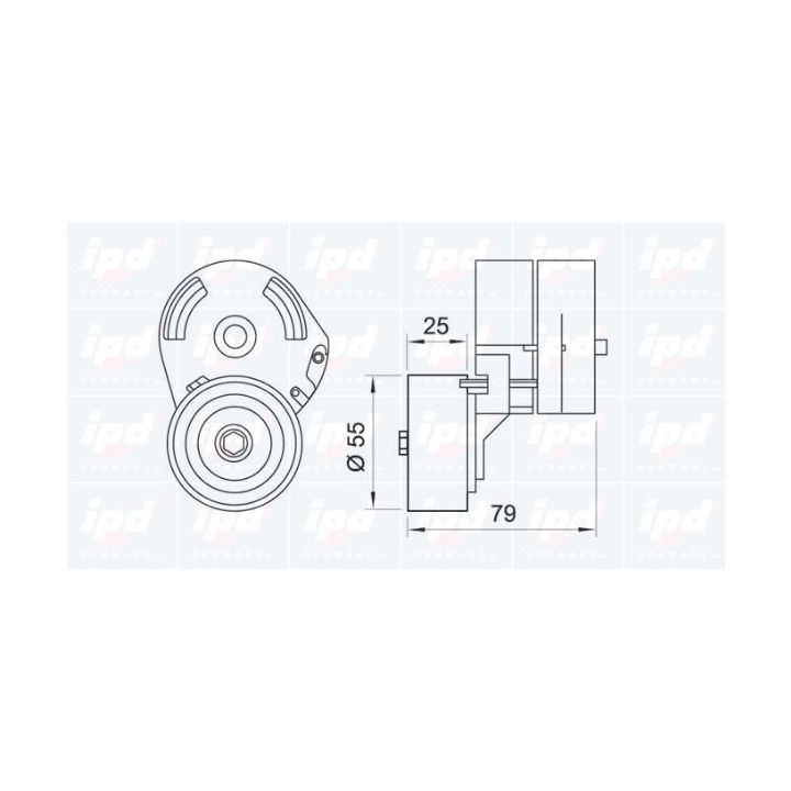 Diržo įtempiklis, V formos rumbuotas diržas IPD 15-3085