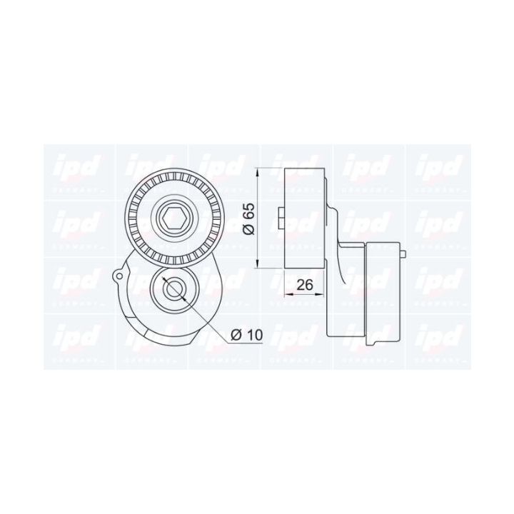 Diržo įtempiklis, V formos rumbuotas diržas IPD 15-3159
