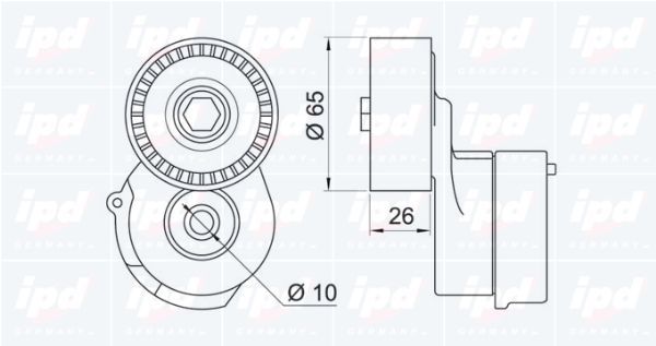 Diržo įtempiklis, V formos rumbuotas diržas IPD 15-3159