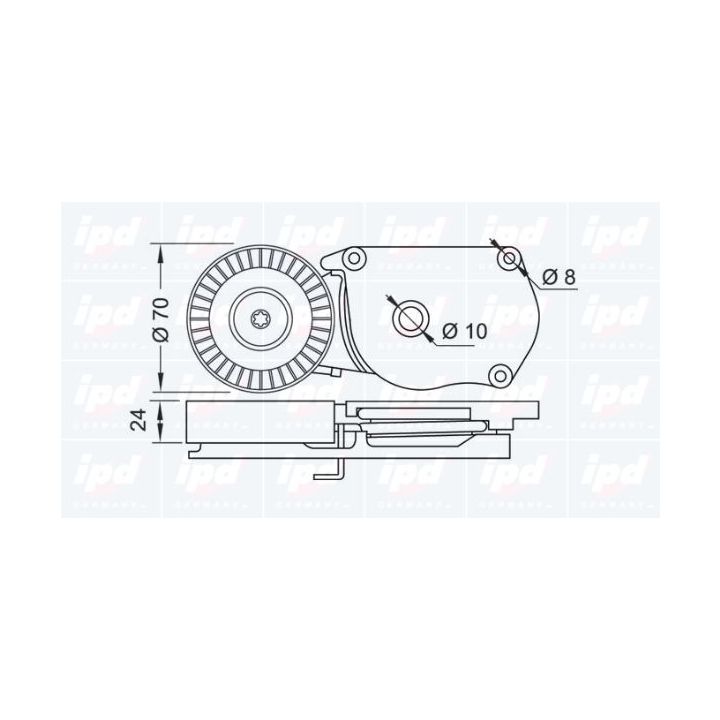 Diržo įtempiklis, V formos rumbuotas diržas IPD 15-3160