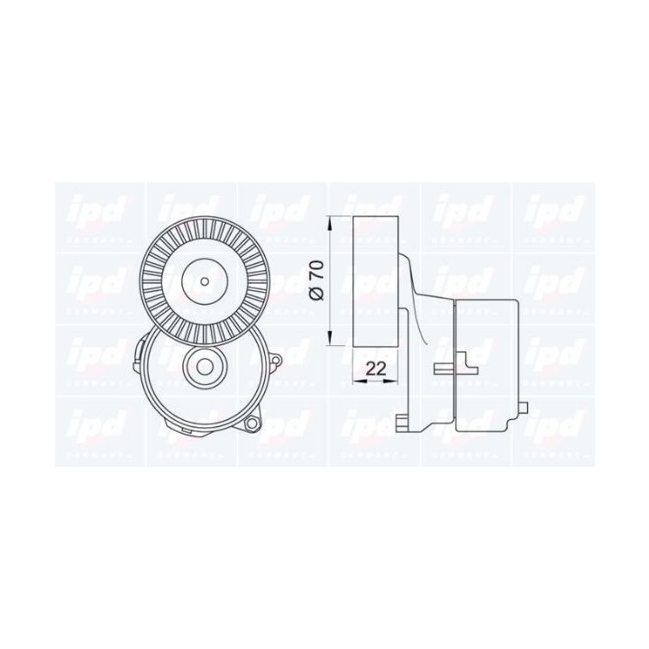 Diržo įtempiklis, V formos rumbuotas diržas IPD 15-3273