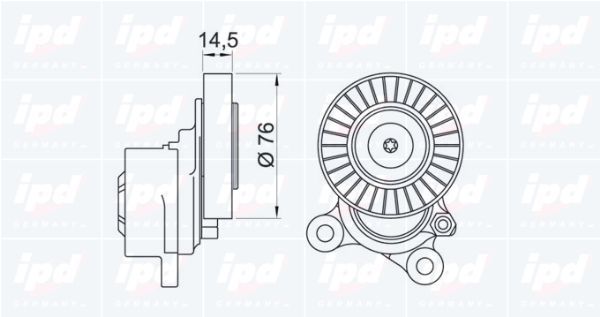 Diržo įtempiklis, V formos rumbuotas diržas IPD 15-3274