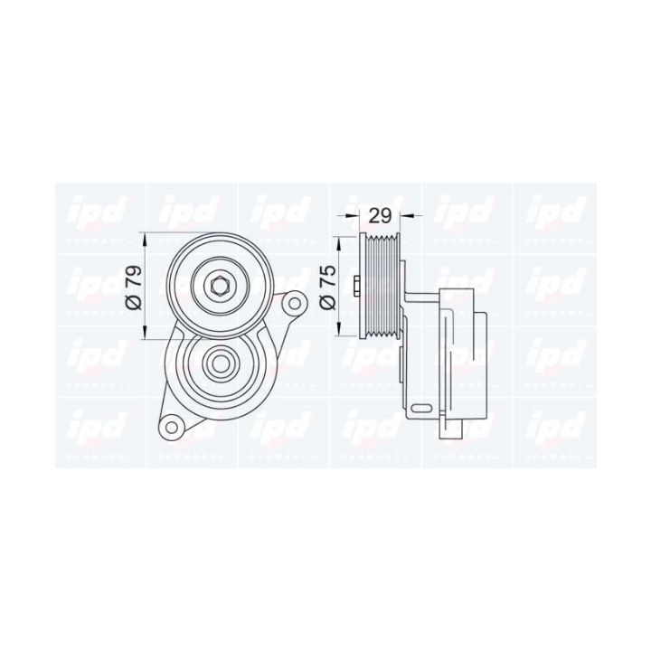 Diržo įtempiklis, V formos rumbuotas diržas IPD 15-3494