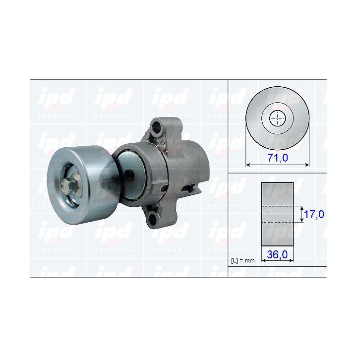 Diržo įtempiklis, V formos rumbuotas diržas IPD 15-3808