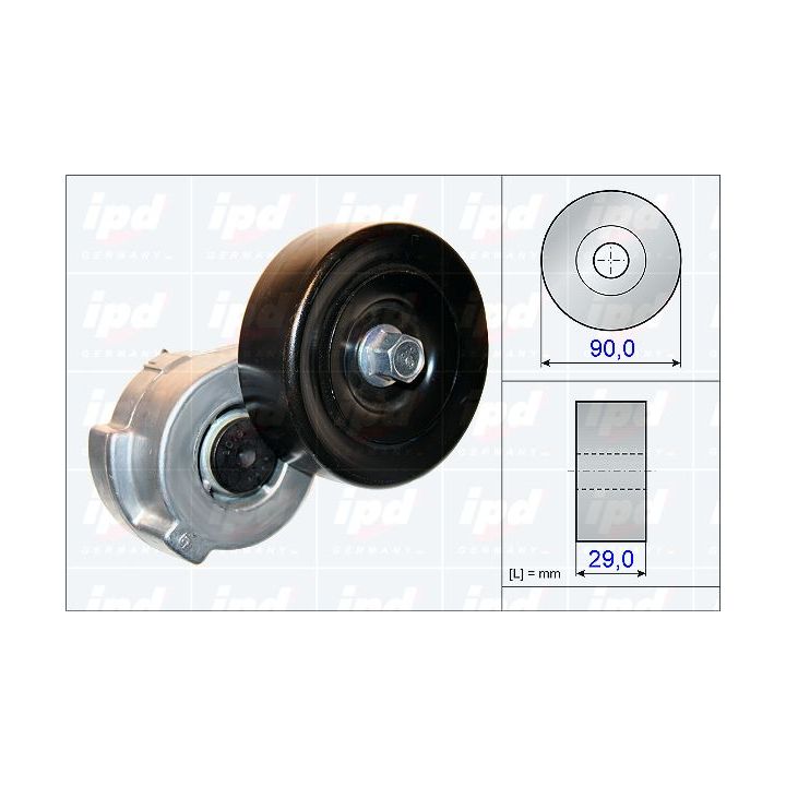 Diržo įtempiklis, V formos rumbuotas diržas IPD 15-3836