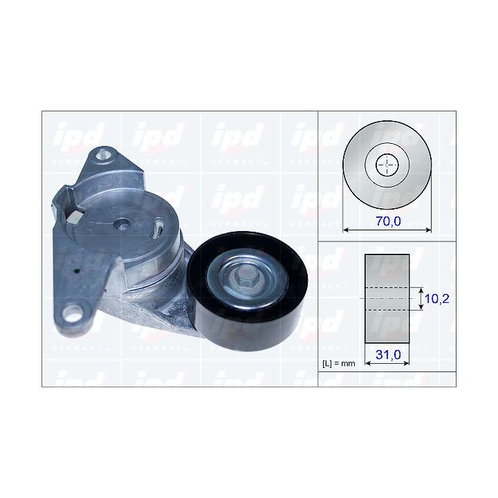 Diržo įtempiklis, V formos rumbuotas diržas IPD 15-3842