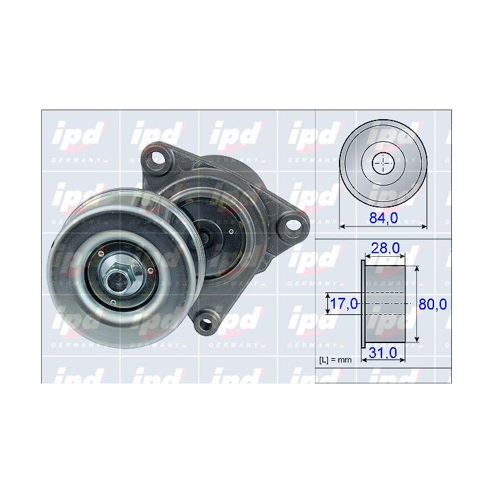 Diržo įtempiklis, V formos rumbuotas diržas IPD 15-3863
