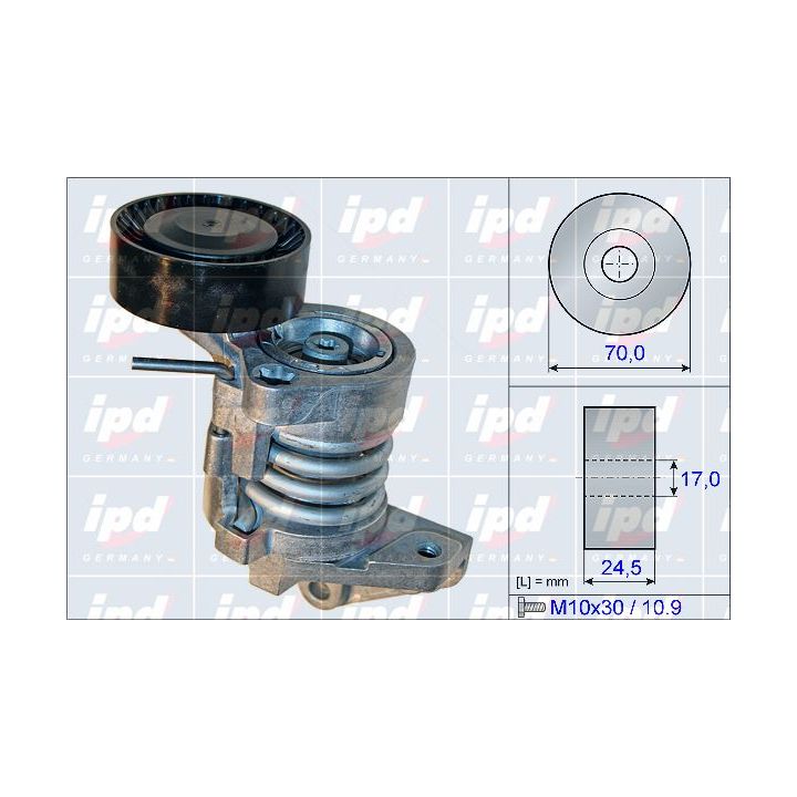 Diržo įtempiklis, V formos rumbuotas diržas IPD 15-3878