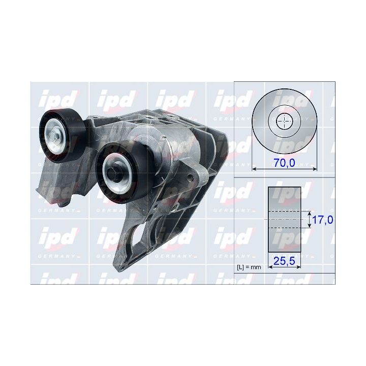 Diržo įtempiklis, V formos rumbuotas diržas IPD 15-3880