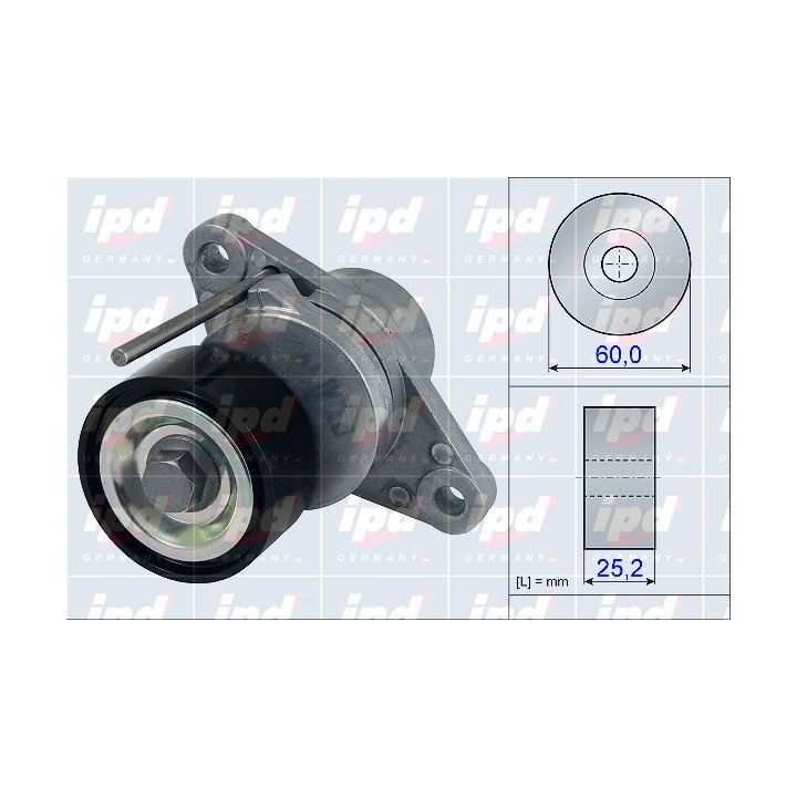 Diržo įtempiklis, V formos rumbuotas diržas IPD 15-3891