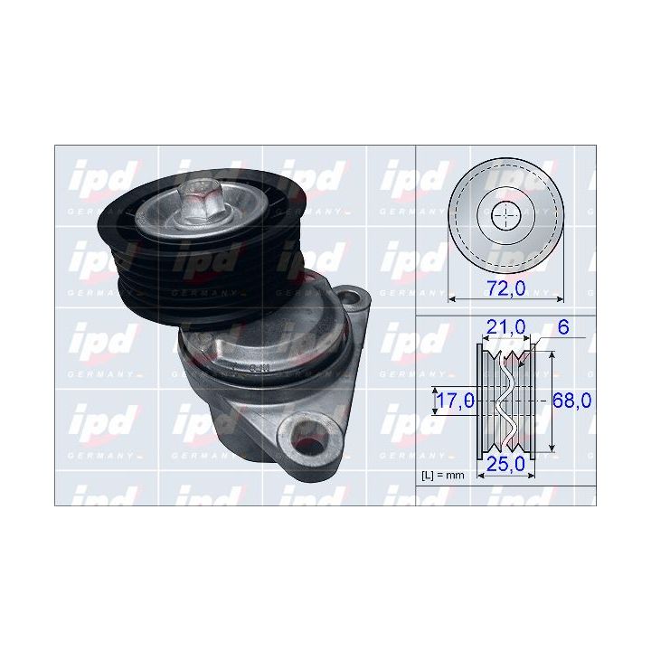 Diržo įtempiklis, V formos rumbuotas diržas IPD 15-3954