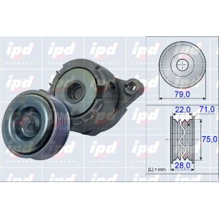 Diržo įtempiklis, V formos rumbuotas diržas IPD 15-3962