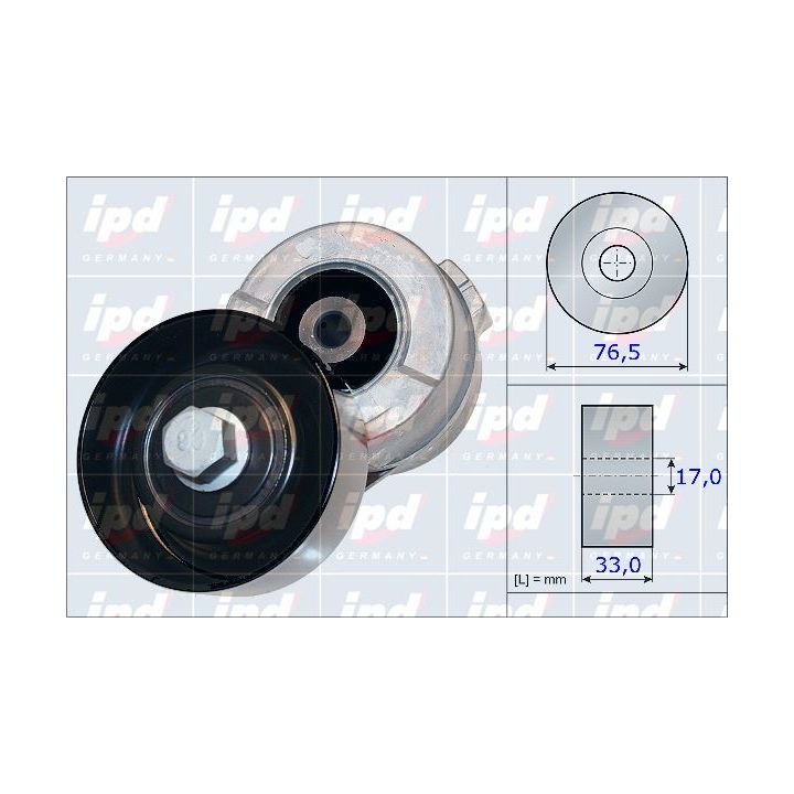 Diržo įtempiklis, V formos rumbuotas diržas IPD 15-3973